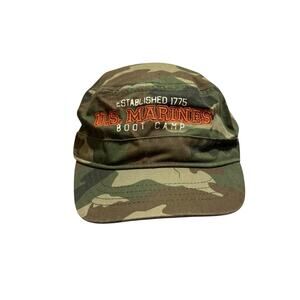 US Marine Corps Boot Camp Camo Camouflage United States Hat Cap Vintage